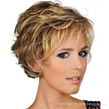 Synthetic short curly hair wigs are dark brown synthetic wigs made by Chinese factories for European women